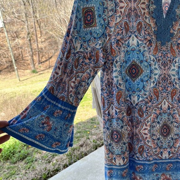 Ruby Red Round-Neck Top Embellished Shirt Pullover LongSleeves Size Medium - Picture 4 of 8